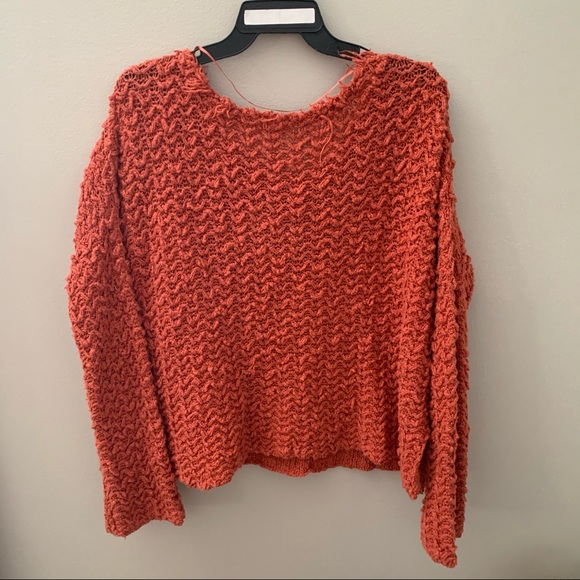 Free People Orange Oversized Chunky Fall Sweater - Picture 3 of 7